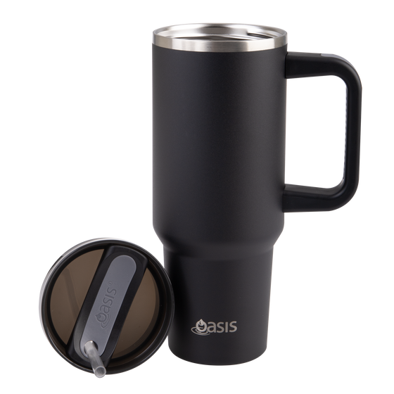 Oasis stainless steel 1.2litre black colour tumbler with lid