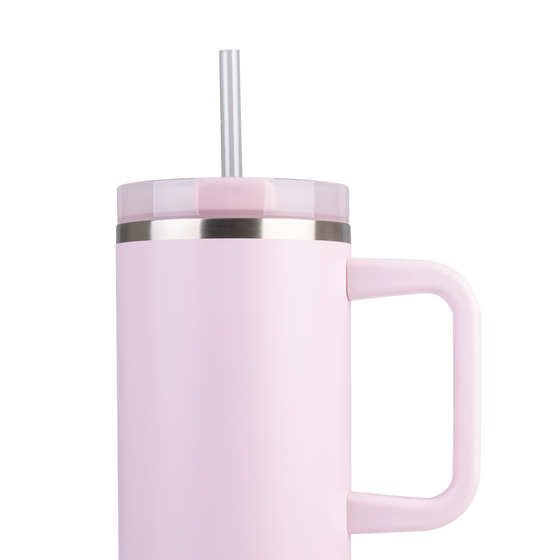 Oasis stainless steel 1.2litre pink lemonade colour tumbler with lid