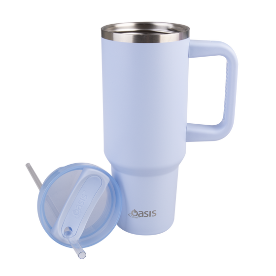 Oasis stainless steel 1.2litre periwinkle colour tumbler with lid