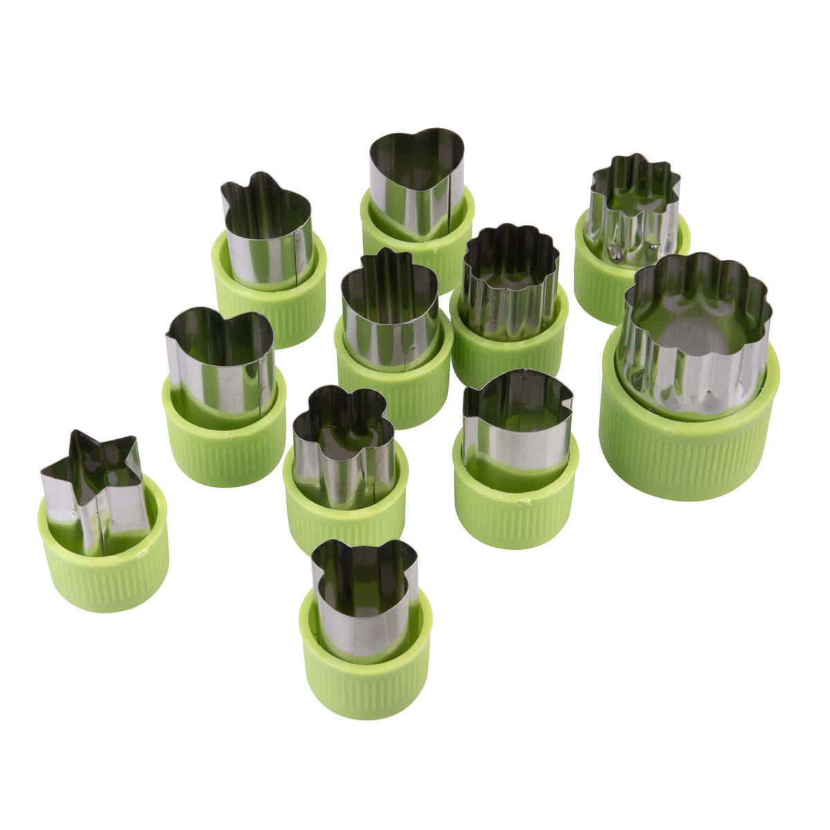 Appetito 12pc Vegetable Cutters Assorted Shapes - Green - BentoBliss