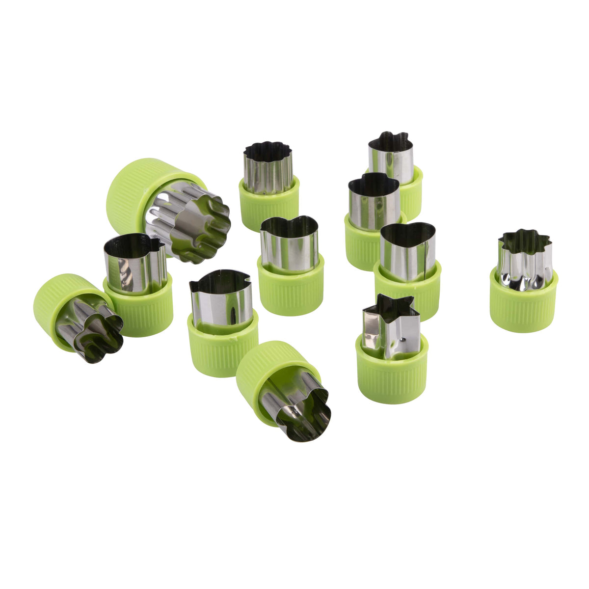 Appetito 12pc Vegetable Cutters Assorted Shapes - Green - BentoBliss