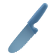 Blue serrated kids safe knife on a white background