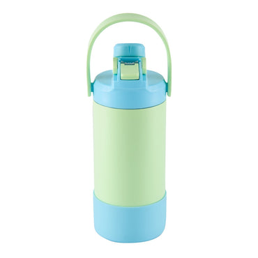 Avanti yum yum 2 way insulated drink bottle Two-toned green and blue with a handle on a white background