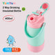 Avanti yum yum 2 way drink bottle pink and blue insulated bottle with YumYum branding on a light gray background