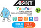 Avanti Yum Yum 2-way drinking insulated water bottle packaging with cartoon character and product features.