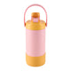 Avanti yum yum 2 way insulated drink bottle Pink and yellow with a handle on a white background