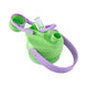 Avanti yum yum 2 way insulated drink bottle green and purple with a straw on a white background