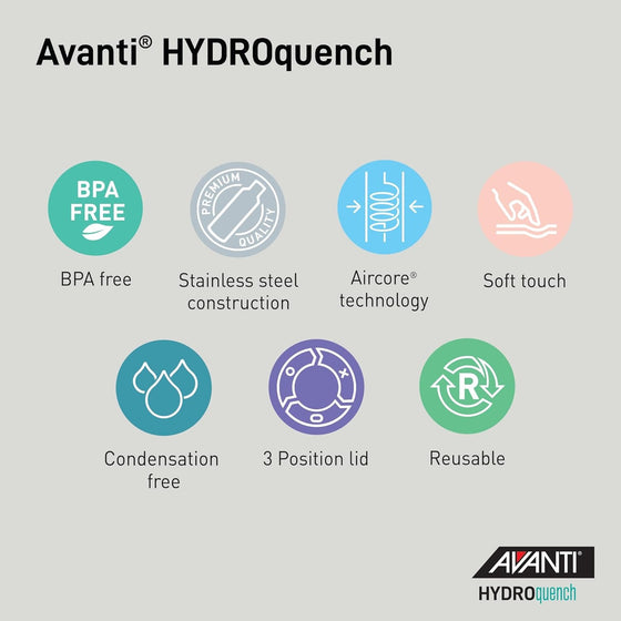 Avanti HydroQuench Insulated Smoothie Tumbler With 2 Lids 550ml - Sea Breeze Blue