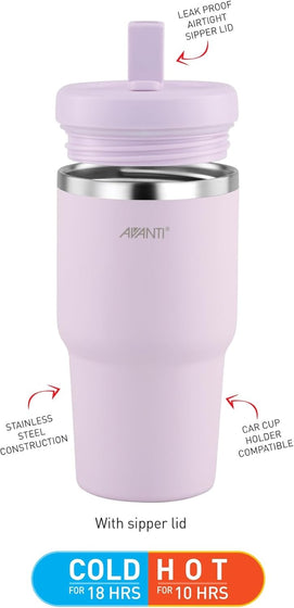 Avanti HydroQuench Insulated Smoothie Tumbler With 2 Lids 550ml - Lilac