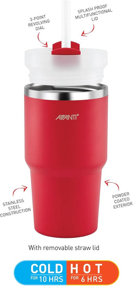 Avanti HydroQuench Insulated Smoothie Tumbler With 2 Lids 550ml - Red