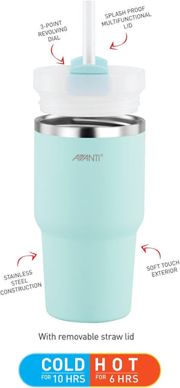 Avanti HydroQuench Insulated Smoothie Tumbler With 2 Lids 550ml - Sea Breeze Blue