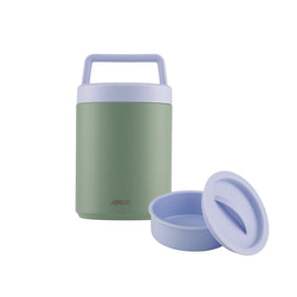 Avanti Insulated Food Jar With Handle 480ml in Agave color with nested container for food storage.