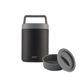 Avanti Insulated Food Jar With Handle 480ml in black with nested container for separating ingredients.