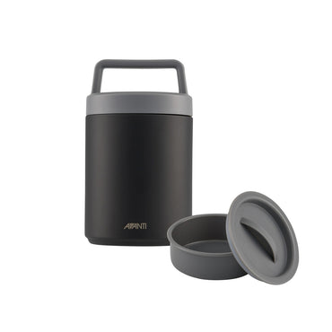 Avanti Insulated Food Jar With Handle 480ml in black with nested container for separating ingredients.