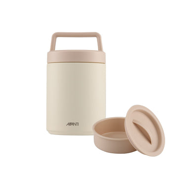 Avanti Insulated Food Jar With Handle 480ml in Sand Dune with nested container for keeping food fresh.