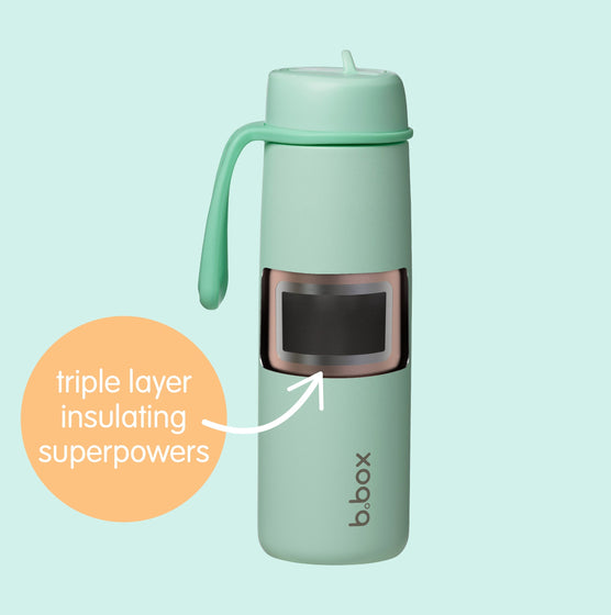 BPA-free insulated water bottle 690ml with flip-top lid