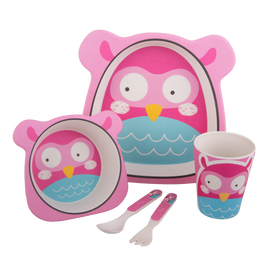 Bambeco 5-piece kids meal set - Owl - BentoBliss 