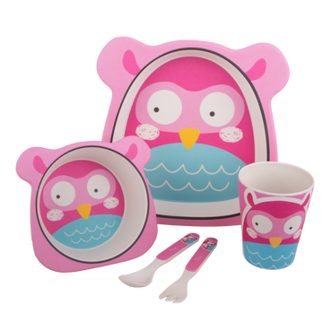 Bambeco 5-piece kids meal set - Owl - BentoBliss 