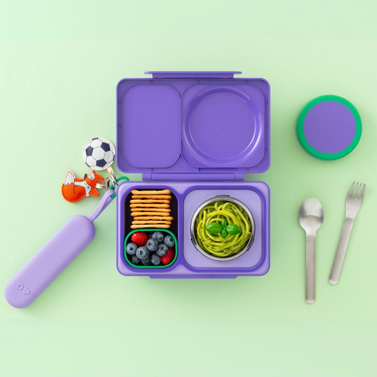OmieBox UP Pod & Utensil Set - Violet - BentoBliss