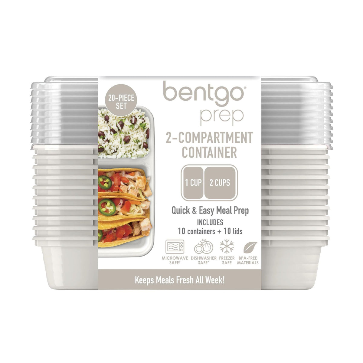 Bentgo Prep 2 Compartment Container - 10 Pack - BentoBliss