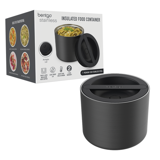 Bentgo stainless steel insulated food container 560ml carbon black colour