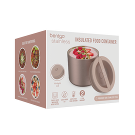 Bentgo stainless steel insulated food container 560ml rose gold colour with package