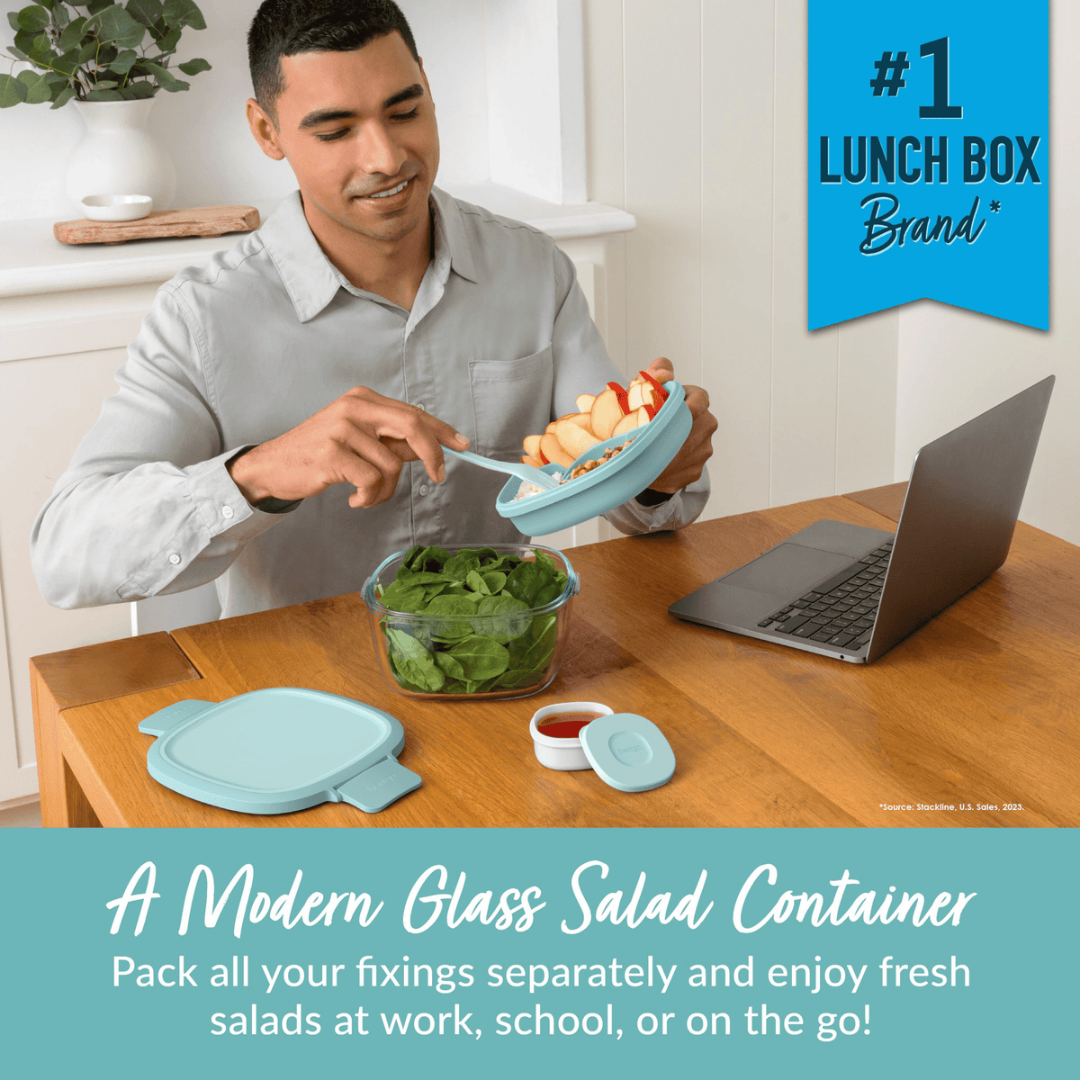 Bentgo All-In-One Glass Salad Container - Coastal Seaglass - BentoBliss