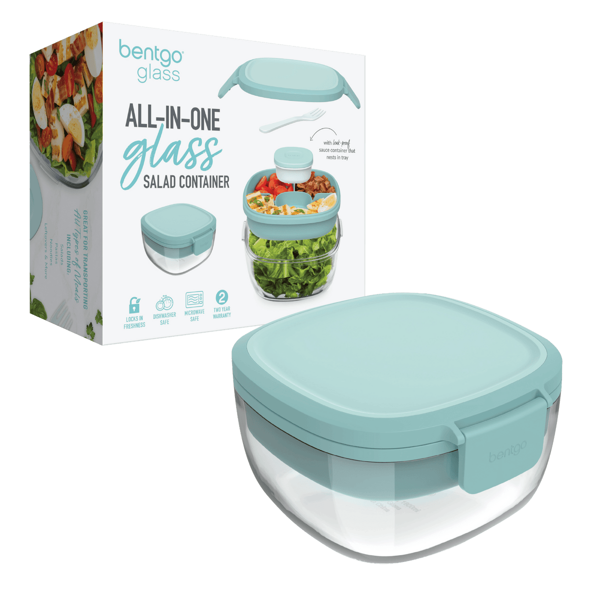 Bentgo All-In-One Glass Salad Container - Coastal Seaglass - BentoBliss