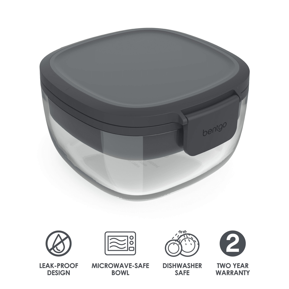 Bentgo All-In-One Glass Salad Container - Dark Grey - BentoBliss