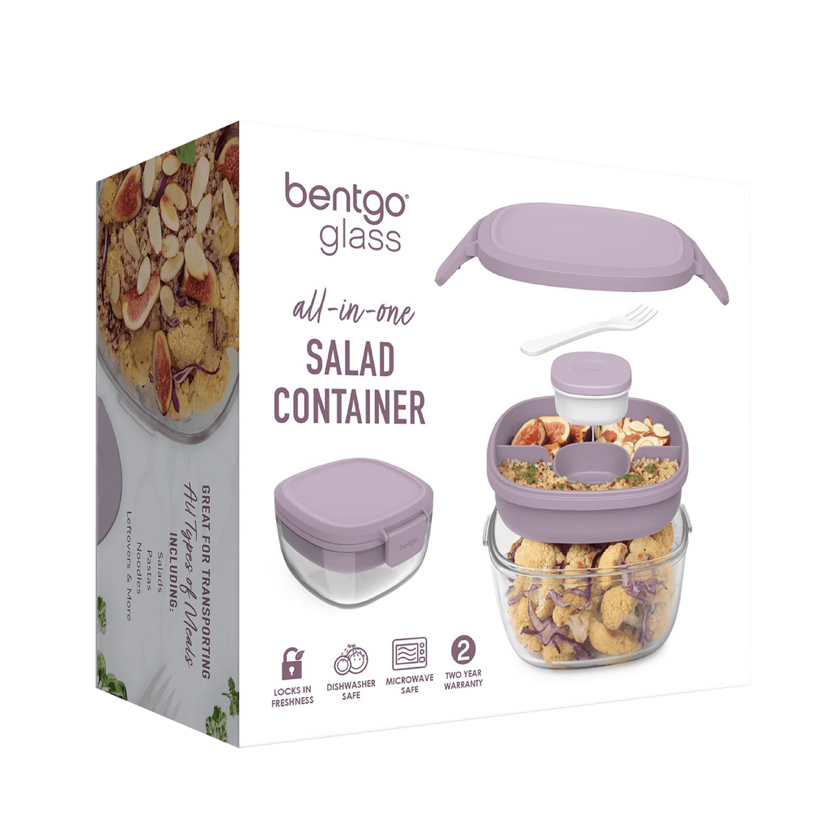 Bentgo All-In-One Glass Salad Container - Lavender - BentoBliss
