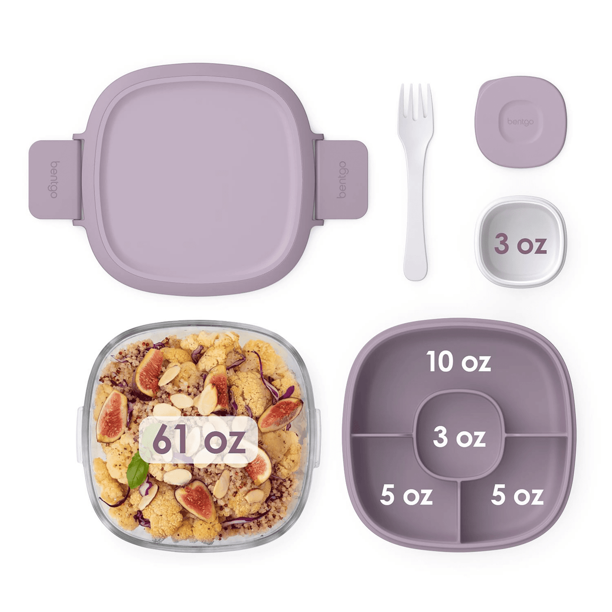 Bentgo All-In-One Glass Salad Container - Lavender - BentoBliss
