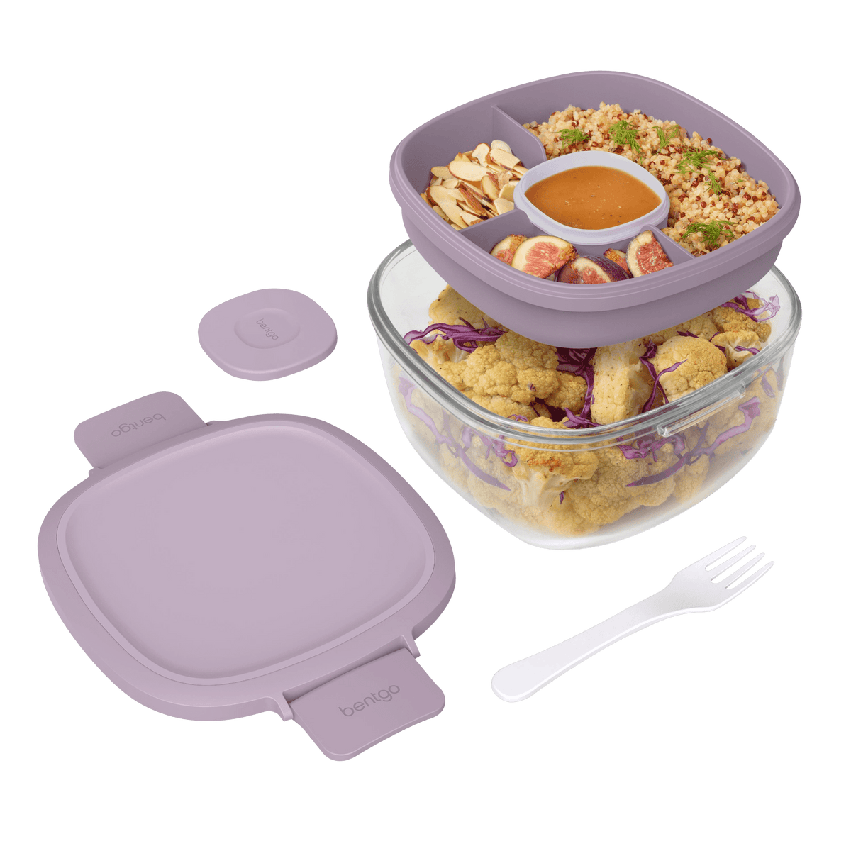 Bentgo All-In-One Glass Salad Container - Lavender - BentoBliss