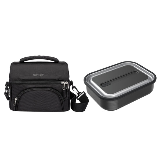 Bentgo Stainless Steel Lunch Box 1200ml And Insulated Lunch Bag Bundle - Black