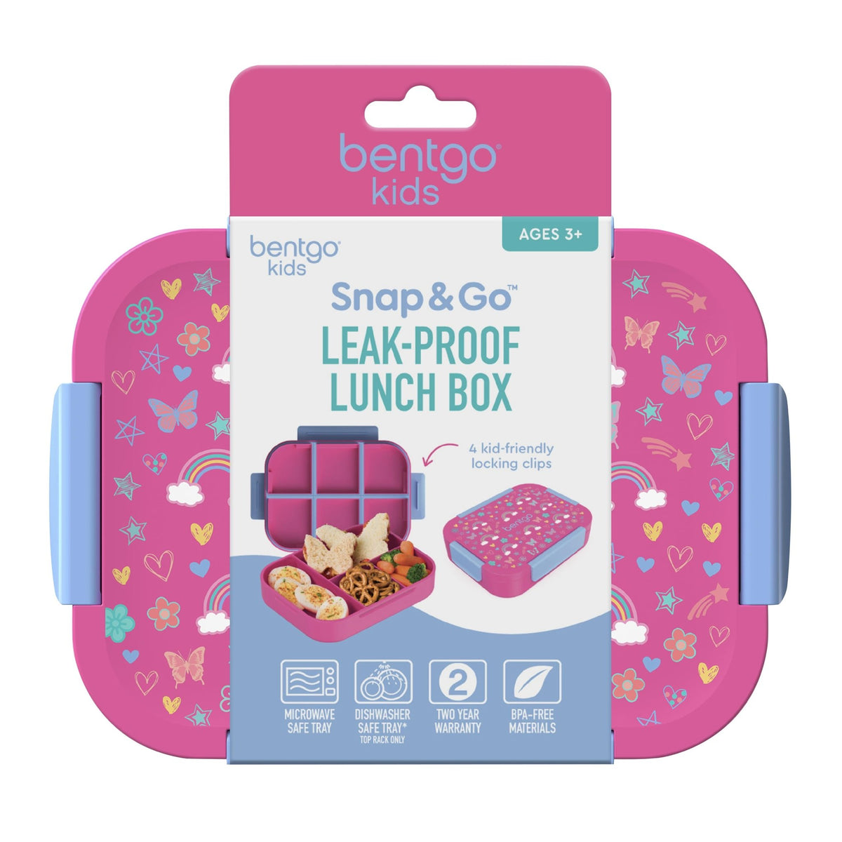 Bentgo Kids Snap & Go LunchBox - Rainbows and Butterflies - BentoBliss