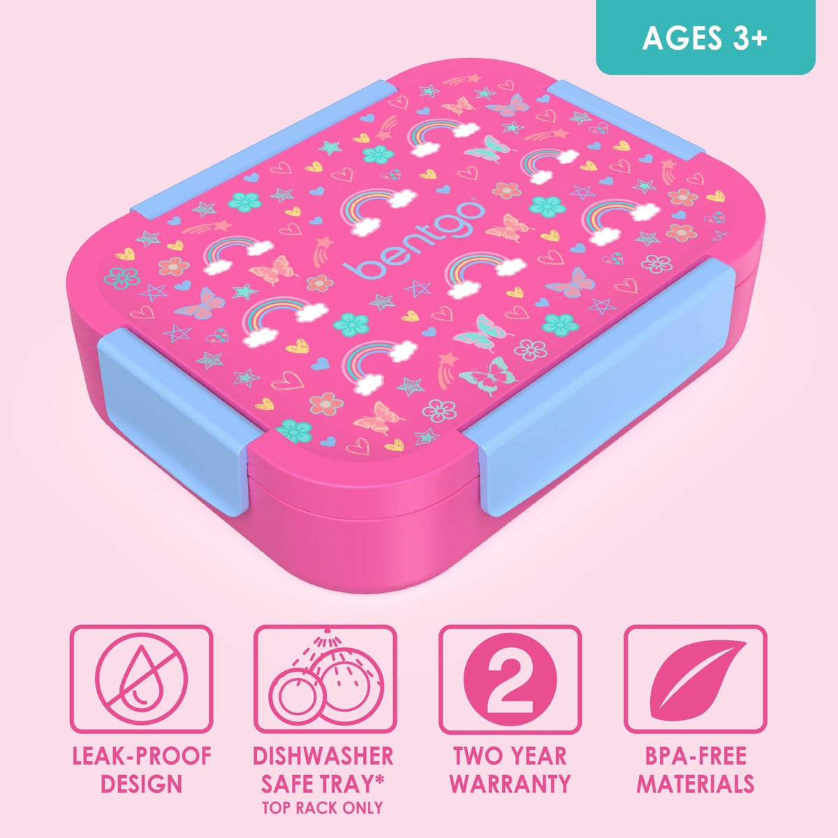 Bentgo Kids Snap & Go LunchBox - Rainbows and Butterflies - BentoBliss