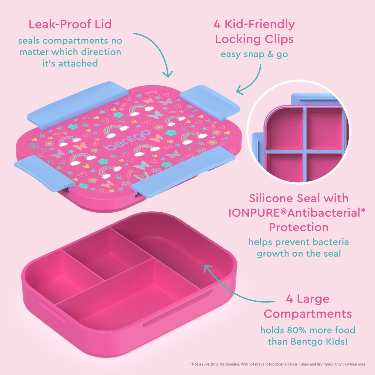 Bentgo Kids Snap & Go LunchBox - Rainbows and Butterflies - BentoBliss