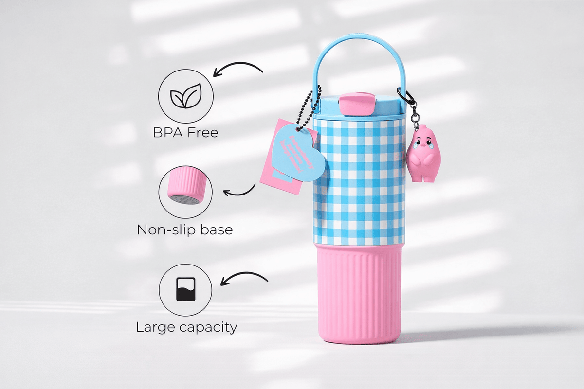 BentoBliss Stainless Steel Insulated Tumbler With Charm 700ml - BentoBliss