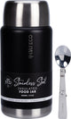 Ever Eco Onyx insulated food jar with silver lid and spoon on a white background
