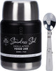 Ever Eco Onyx insulated food jar with silver lid and spoon on a white background
