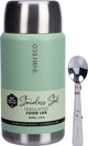 Ever Eco Sage insulated food jar with silver lid and spoon on a white background
