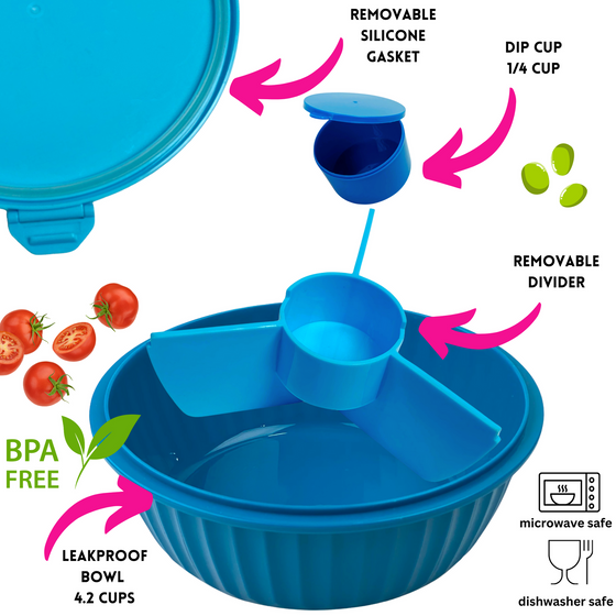 Yumbox Leakproof Poke Salad Bowl - Lagoon Aqua - BentoBliss 