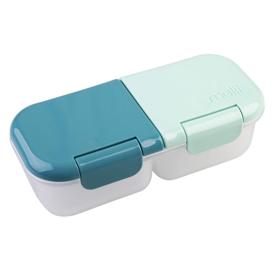 Melii Luxe 2 Compartment Snack Container - Blue/Mint