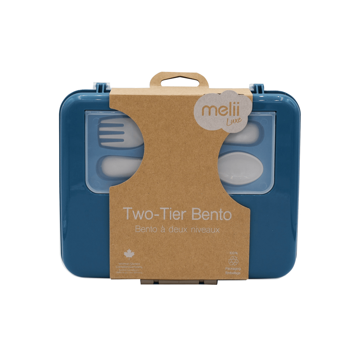 Melii Luxe Two Tier Bento Box - Blue - BentoBliss