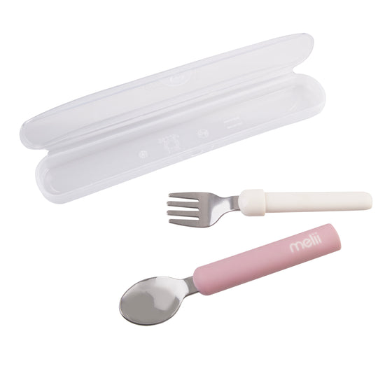 Melii Luxe Detachable Spoon & Fork - Pink