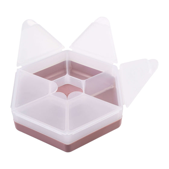 Melii Luxe Hexagon Snackle Box Pink With Three Lids Open