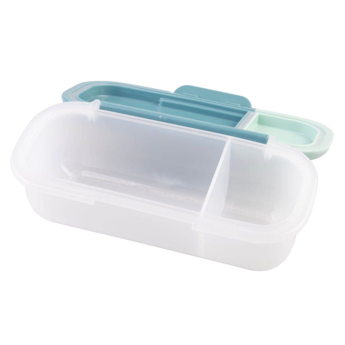 Melii Luxe 2 Compartment Snack Container - Blue/Mint - BentoBliss
