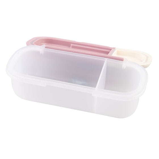 Melii Luxe 2 Compartment Snack Container - Pink/Ivory