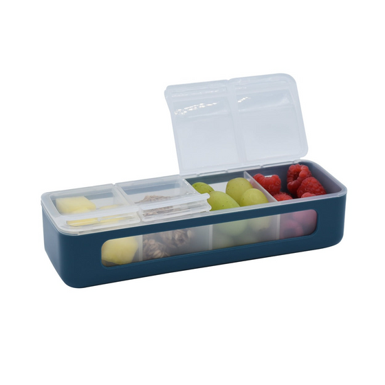 Melii Luxe 4 Compartment Snackle Box - Blue - BentoBliss 