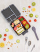 MontiiCo Feast Lunch Box - Midnight open with compartments and snacks