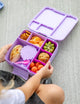 MontiiCo Feast Lunch Box - Lilac open with compartments and snacks